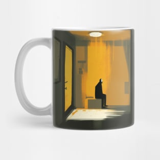 Abstract colourful Illustration of man with depression in the room Mug